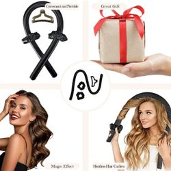 Heatless Hair Curler, Heatless Curling Rod Headband for Long Hair, No Heat Curls for Sensitive Hair, Curl with Clips and Scrunchies. 