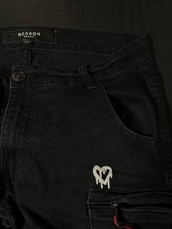 Reason Brand Black Denim Cargo Jeans
