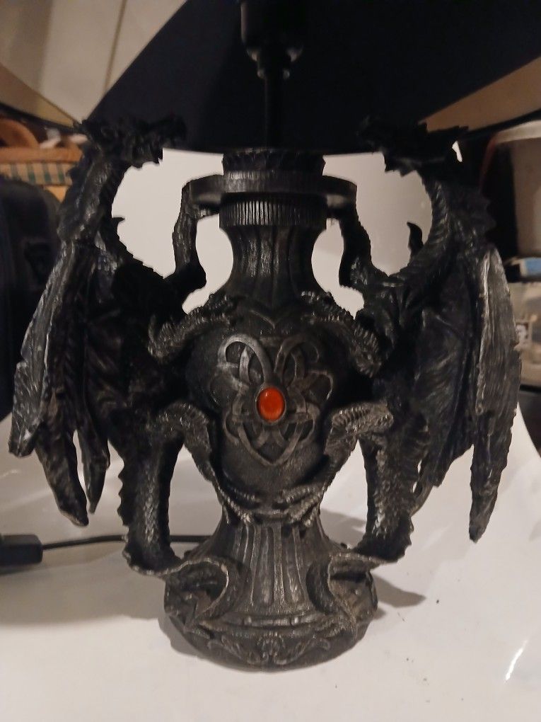 Vintage Gothic Dual Dragon Lamp