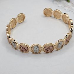 Adjustable Bracelet Gold Plated Virgin With Butterflies 
