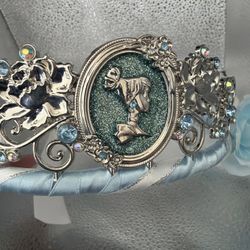 Disney Store London cinderella rhinestone tiara with blue ribbon
