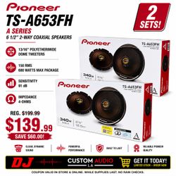 Pioneer A Series Car Speakers 2-Sets 6 1/2" 2-Way Coaxial Speaker System 680 Watts TS-A653FH Package 🚨 Payment Options Available 🚨 No Credit Needed 