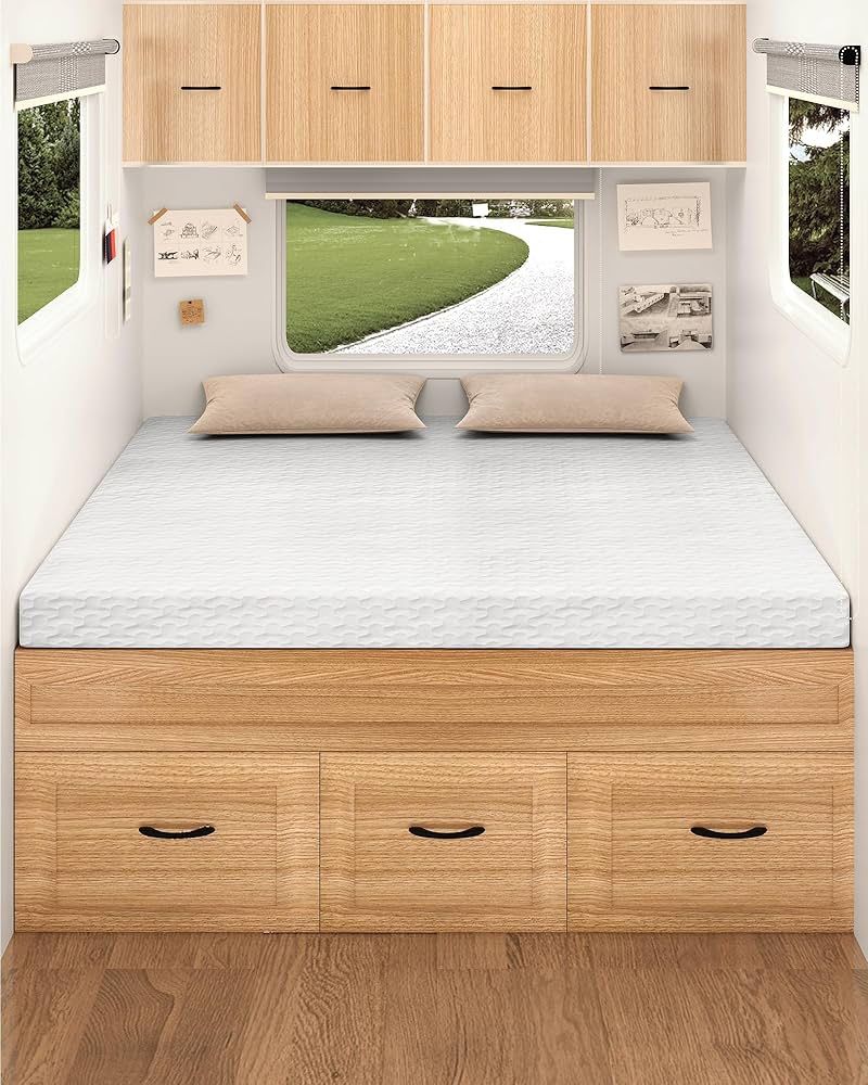 Queen Mattress, 4" Memory Foam Topper, Ultra-Soft Cover, CertiPUR-US Certified, 60" x 75”Perfect for RVs and Campers