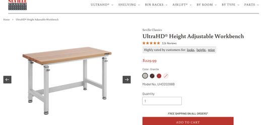 Seville Classics UltraHD 48" x 24" adjustable Workbench