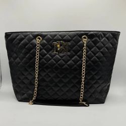 Badgley Mischka Large Quilted Tote in Black