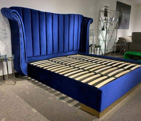 Blue Confor Queen King Panel Bed 