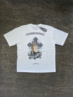 Chrome hearts praying with cross white shirt men’s