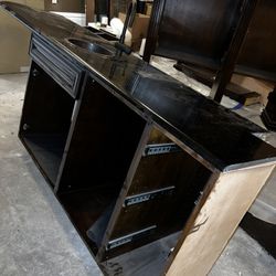 Solid Wood Bar Table With Shelves