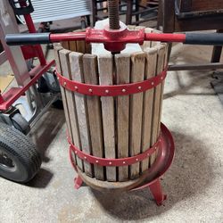 Apple Press, Antique Coffee Table, Two Antique Chairs