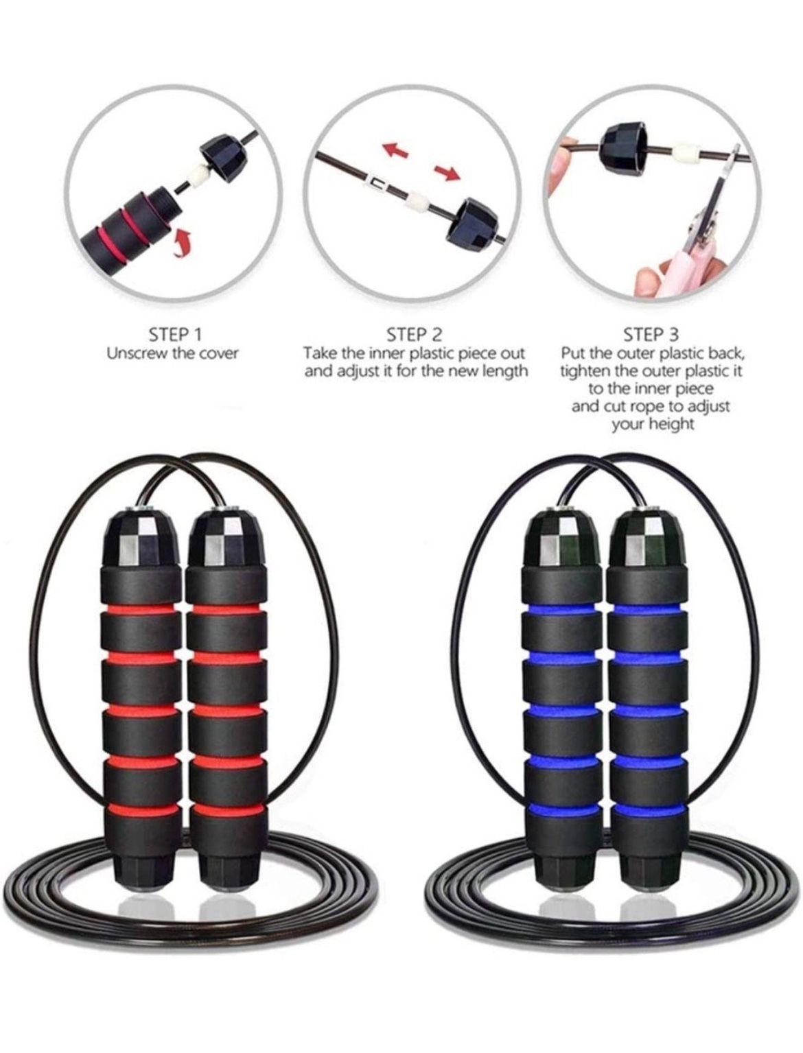 2 Pack Yanwoo Black & Blue Jump Rope
