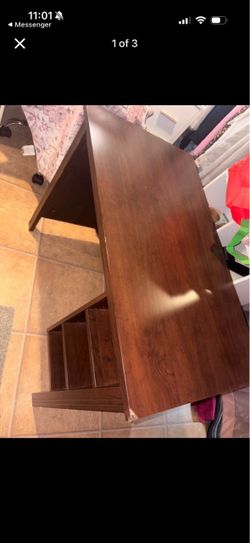 Dark Brown Wood Desk with Shelves