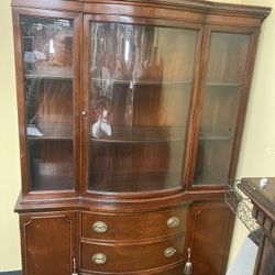 Vintage Drexel Bow Front 3 Drawer China Cabinet