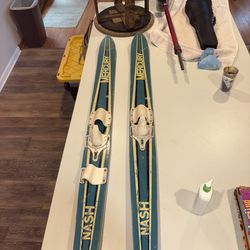 Pair Vintage Nash Mercury water skis  nostalgic collectible wall decor for lake house or themed room decoration