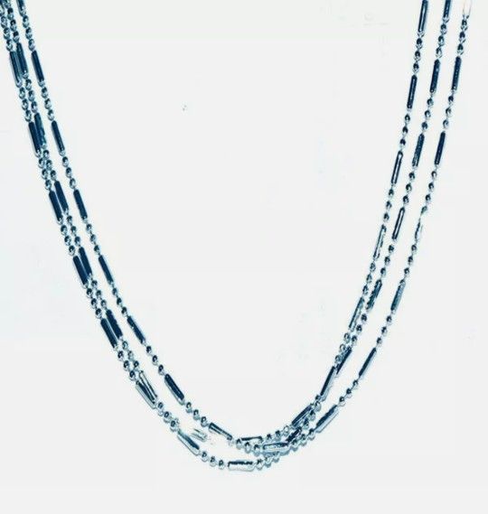 NEW Gorgeous 18" Silver Long Beads 3-Layers Chain Necklace Womens Jewelry. I bundle so please check out my other necklaces, jewelry and numerous item