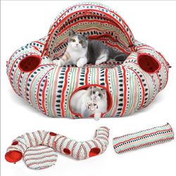 New- Cat Cave Donut Tunnel, Multifunctional Cat Playground Toys Hideplace For Small Medium L