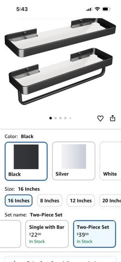 Black Glass Wall Shelves Two-Piece Set