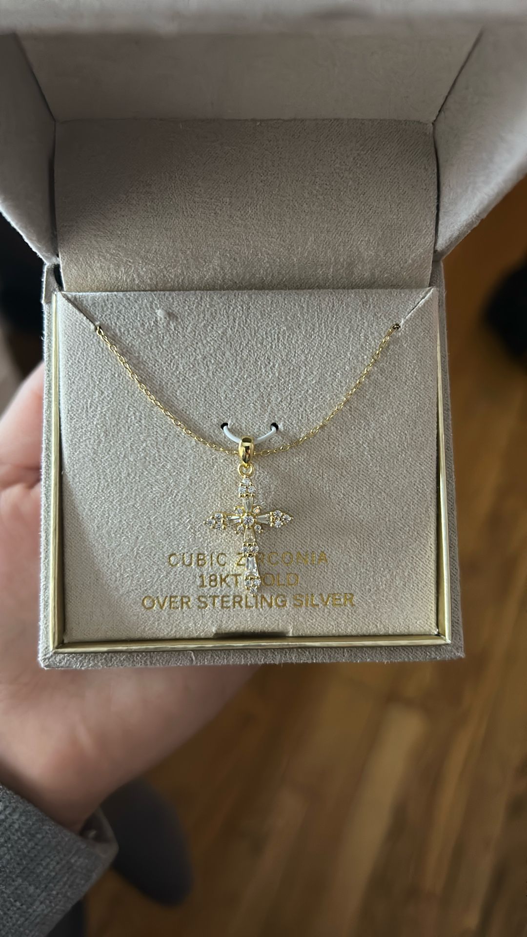 cubic zirconia 18KT gold over sterling silver necklace