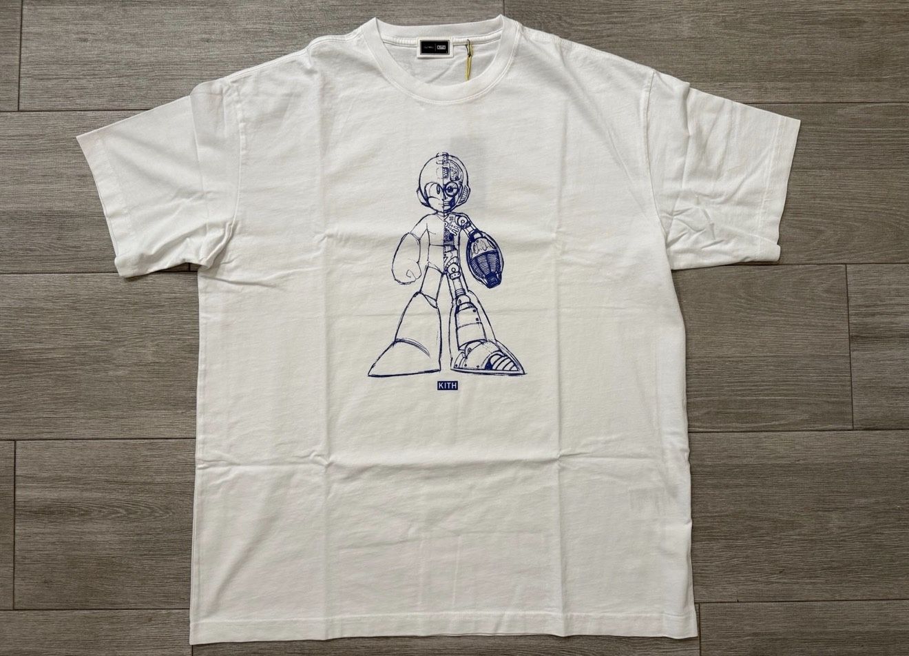 Men's KITH Marvel vs. Capcom Mega Man Sketch khm034321-101 Vintage Tee White Size Large New with Tags