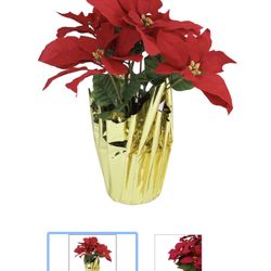 16” Artificial poinsetta Plant