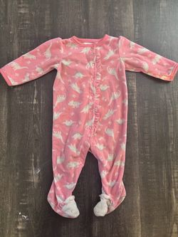 Baby Girl Pink Dinosaur Fleece Footed Pajamas