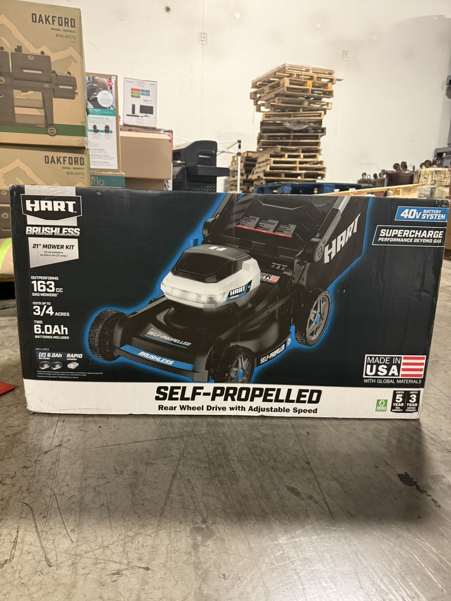HART 40-Volt 21-Inch Supercharge 3-in-1 Self-Propelled Lawn Mower