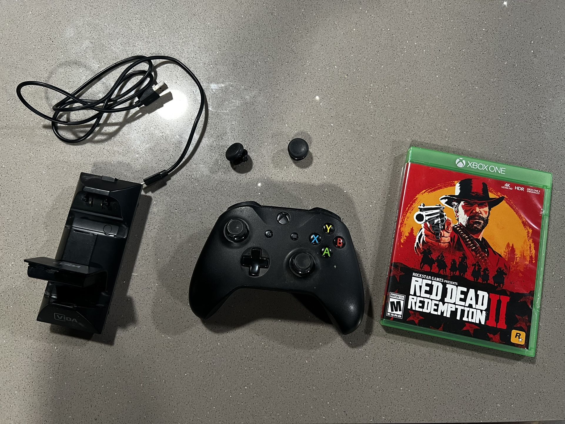 Xbox One Controller with 2 Rechargeable Battery Pack And Red Dead Redemption