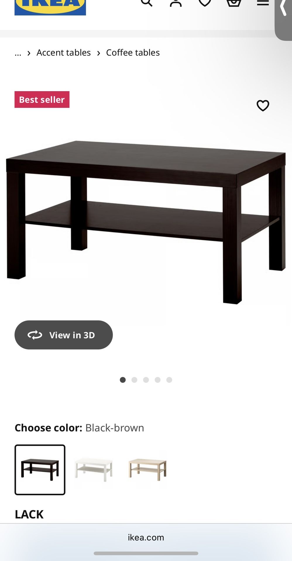 Coffee table - Black/Brown Wood 