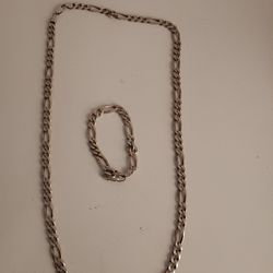 Used Silver Chain And Bracelet 