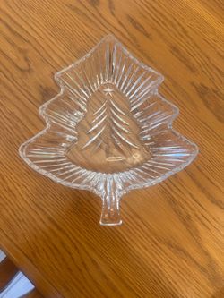 $5 - Mikasa Christmas tree-shaped candy dish from the Mikasa Holiday Evergreen collection.  Celebrations by Mikasa Christmas Night Small Glass Tree Ca