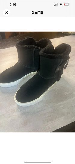 Ugh Aika Black Suede with Faux Sherpra Fur