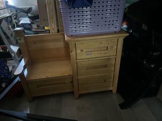 Wood dresser with bench