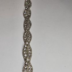 Silver Woven Rhinestone Bracelet 