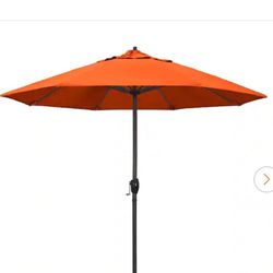 California Umbrella 9 ft. Bronze Aluminum Market Auto-tilt Crank Lift Patio Umbrella in Melon Sunbrella (No Stand)