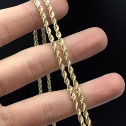 Gold Chain 14K Rope Solid New 