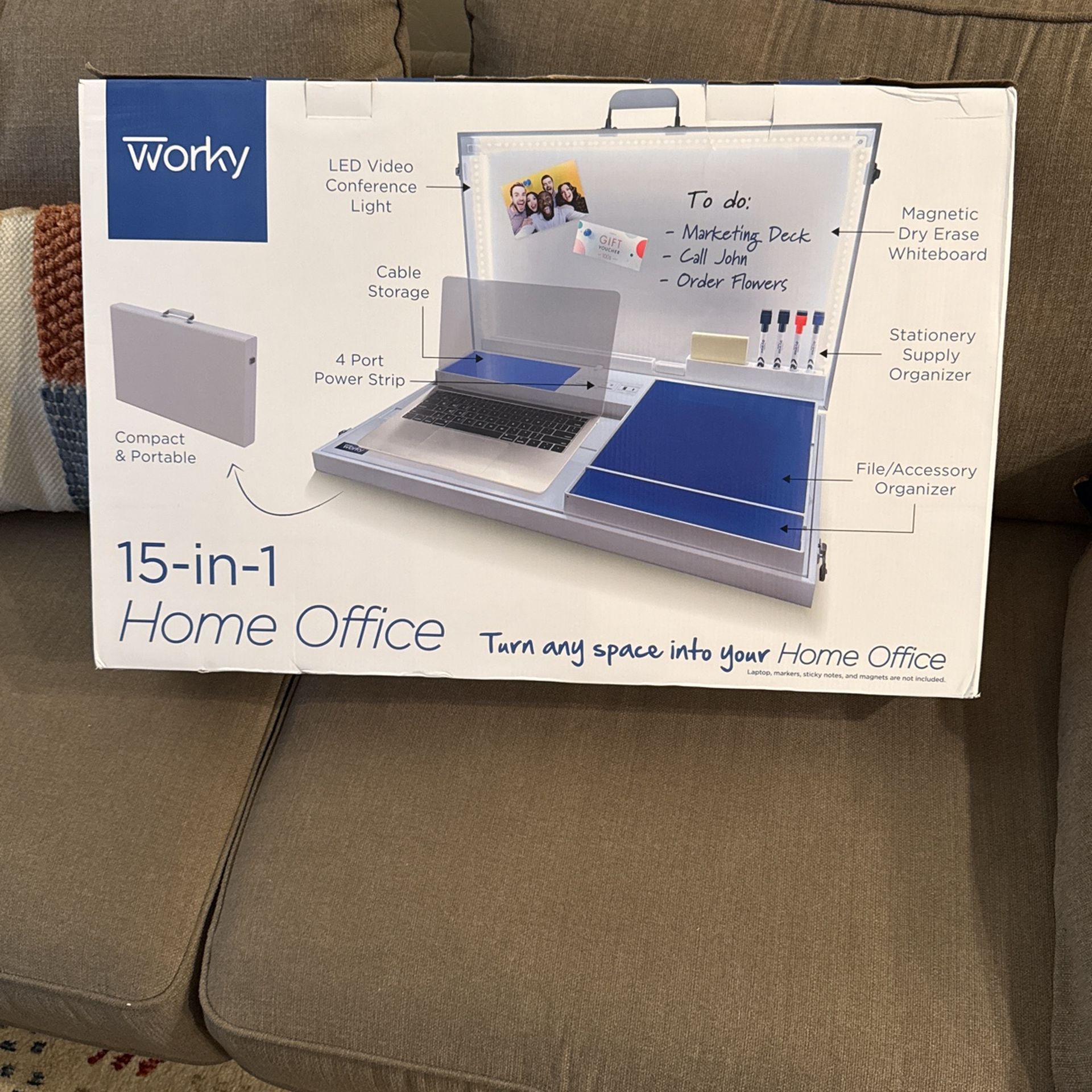 Worky 15-in-1 Home Office Portable Workstation Desk with Built-in Storage