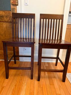 2 Solid Wood Counter Height Chairs – Espresso Finish