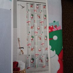 Fabric Christmas Shower Curtain. New 