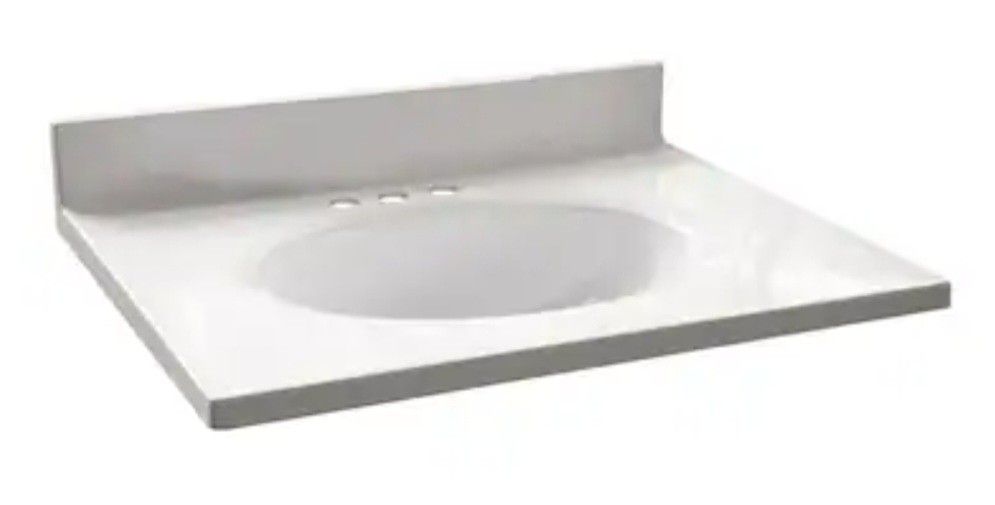 WHITE CULTURED MARBLE BOWL VANITY TOP...25 " x 19"....$ 80