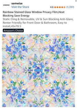 Somwise Rainbow Stained Glass Window Privacy Film