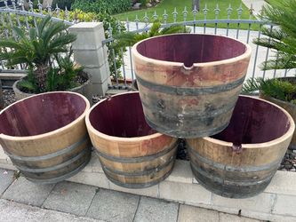 Wine barrel planters $30