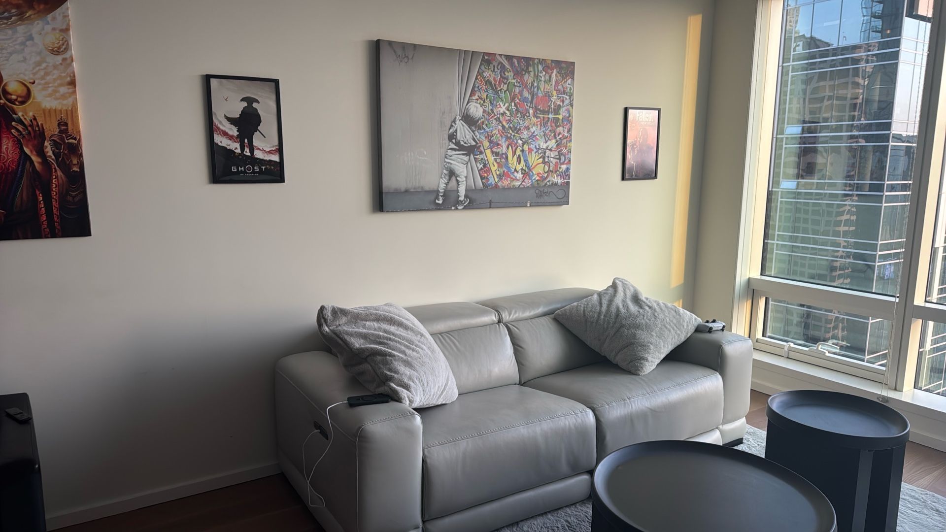 Leather Couch , End Table And Coffee Table