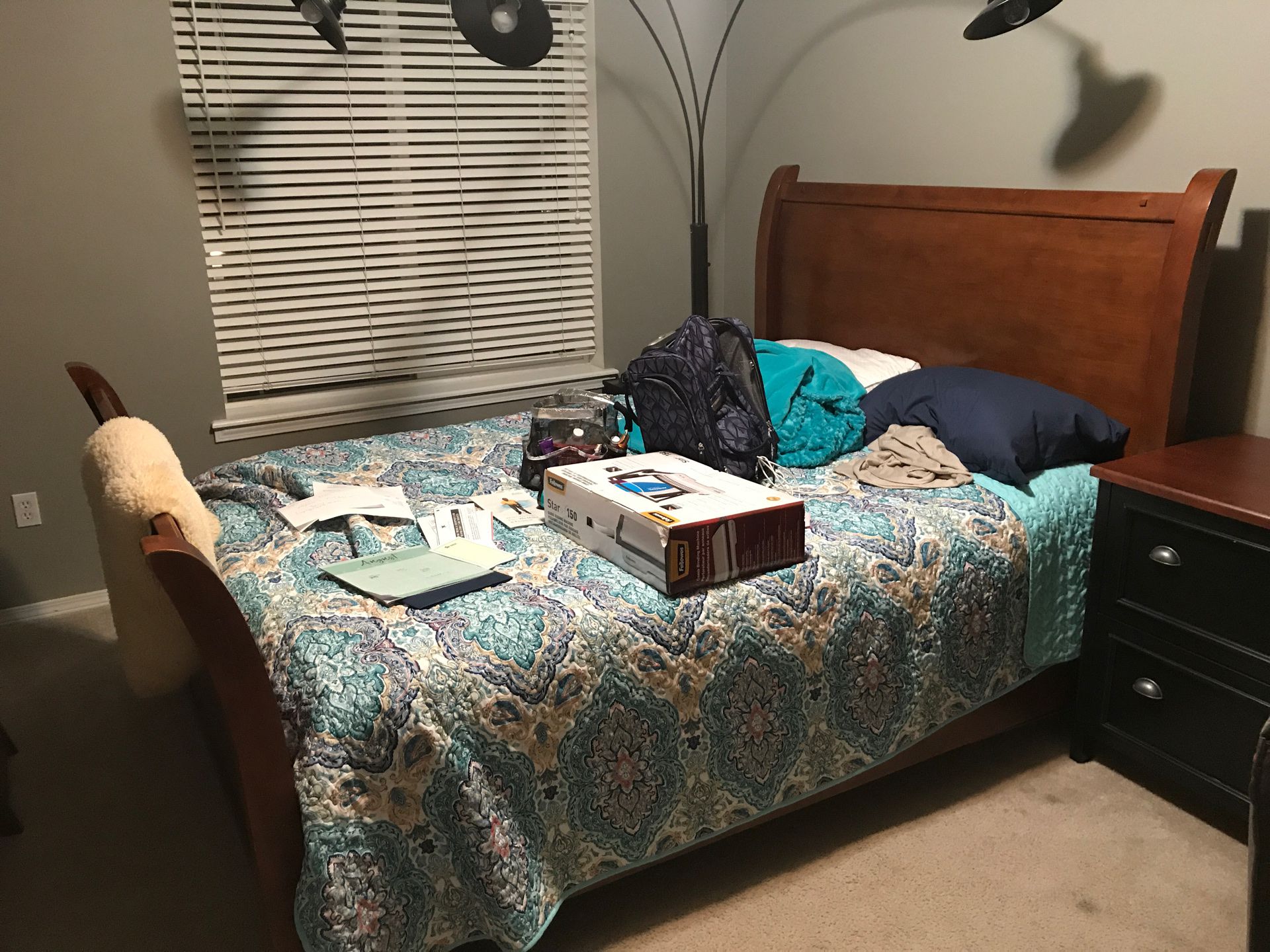 Queen Bed- big mattress, box, and frame