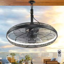 Brand new in box Outdoor Ceiling Fans with Lights Black Gazebo fan with remote &APP,20'' plug in ceiling fan,6 Speed,3CCT,hanging with hook