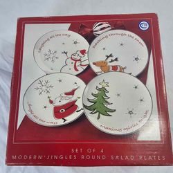 North Pole Trading Co. Modern Jingles Round Salad Plates - Set of 4