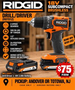 RIDGID SubCompact Drill/Driver + Battery — $75