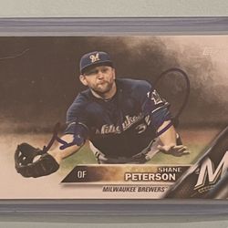 2016 Topps Baseball #672 Shane Peterson Signed / Auto Brewers MLB