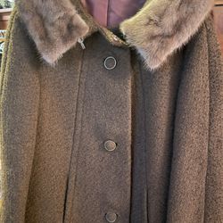 Vintage Wool Coat With Mink Fur Collar