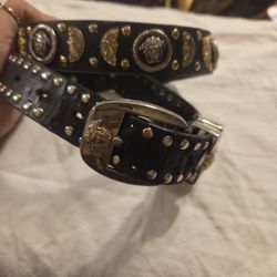 Gianni Versace belt Vintage 1993 Black Leather 28" - 32"