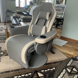 RECLINING, 360 DEGREE SWIVEL ARM CHAIR WITH FOOT REST …