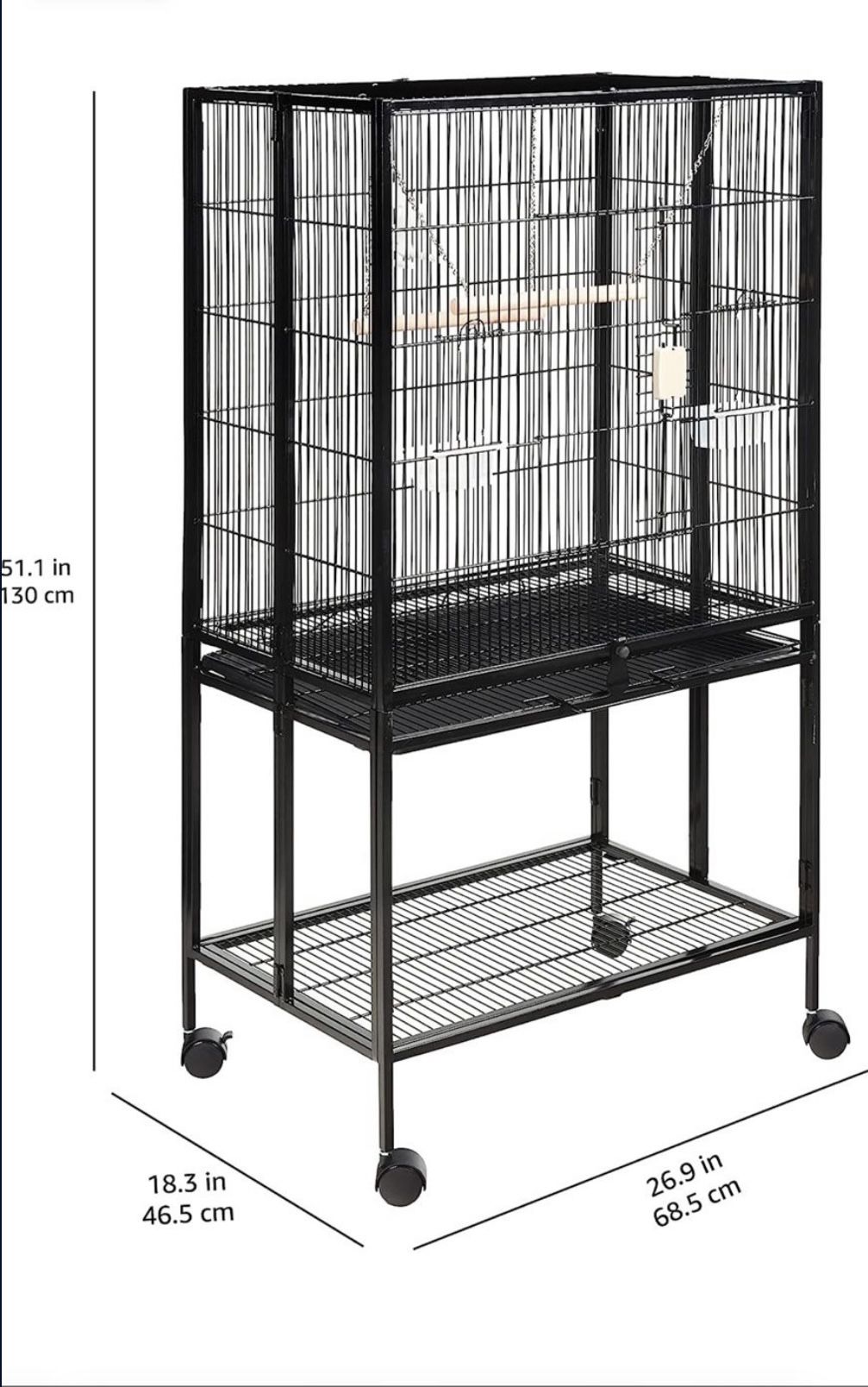NEW Large Amazon basics Wrought Iron Bird Cage With Stand And Shelf